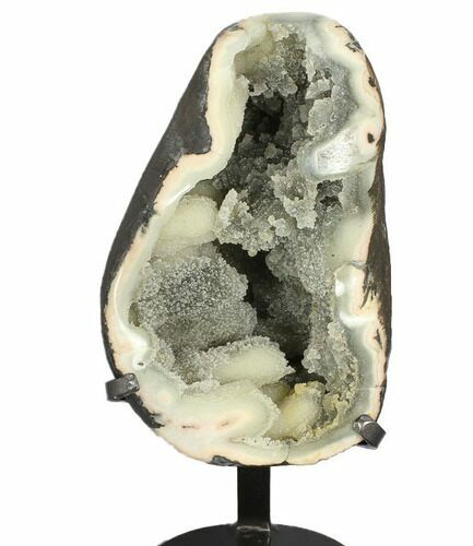 Druzy Green Quartz Geode With Metal Stand - Uruguay #99897